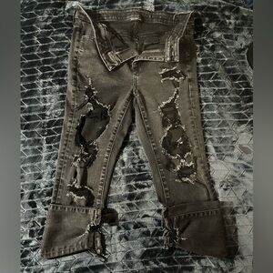 American Eagle Outfitters//Black Washed Distressed High-Rise Skinny Jeans